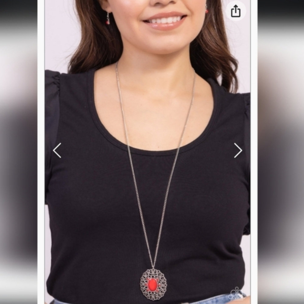Solar Stunner Red Necklace Longer